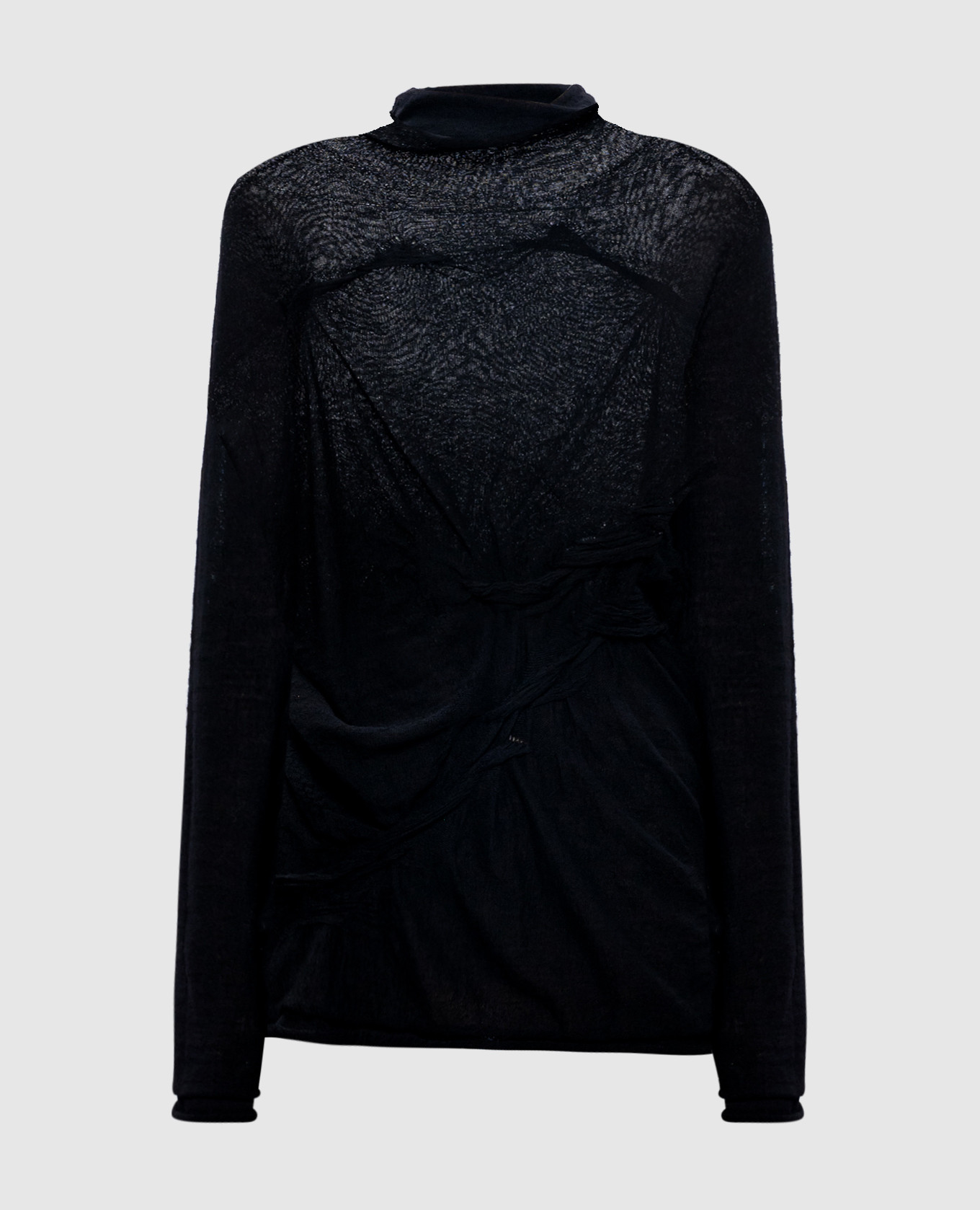 Black wool sweater with drape y`s yamamoto