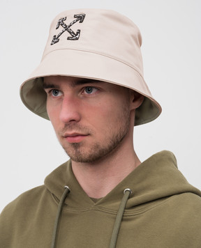 Off-White Beige panama hat with Arrow emblem embroidery OMLA034S25FAB001