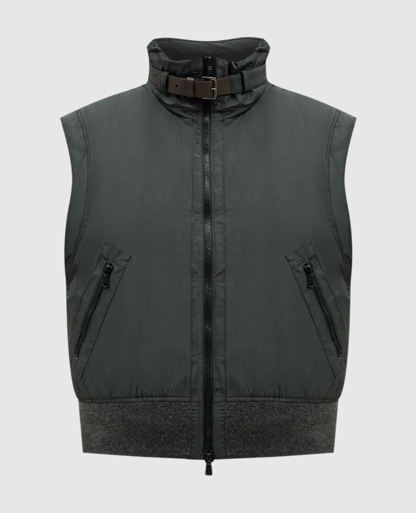 

Gray down vest with monil chain Brunello Cucinelli, Серый