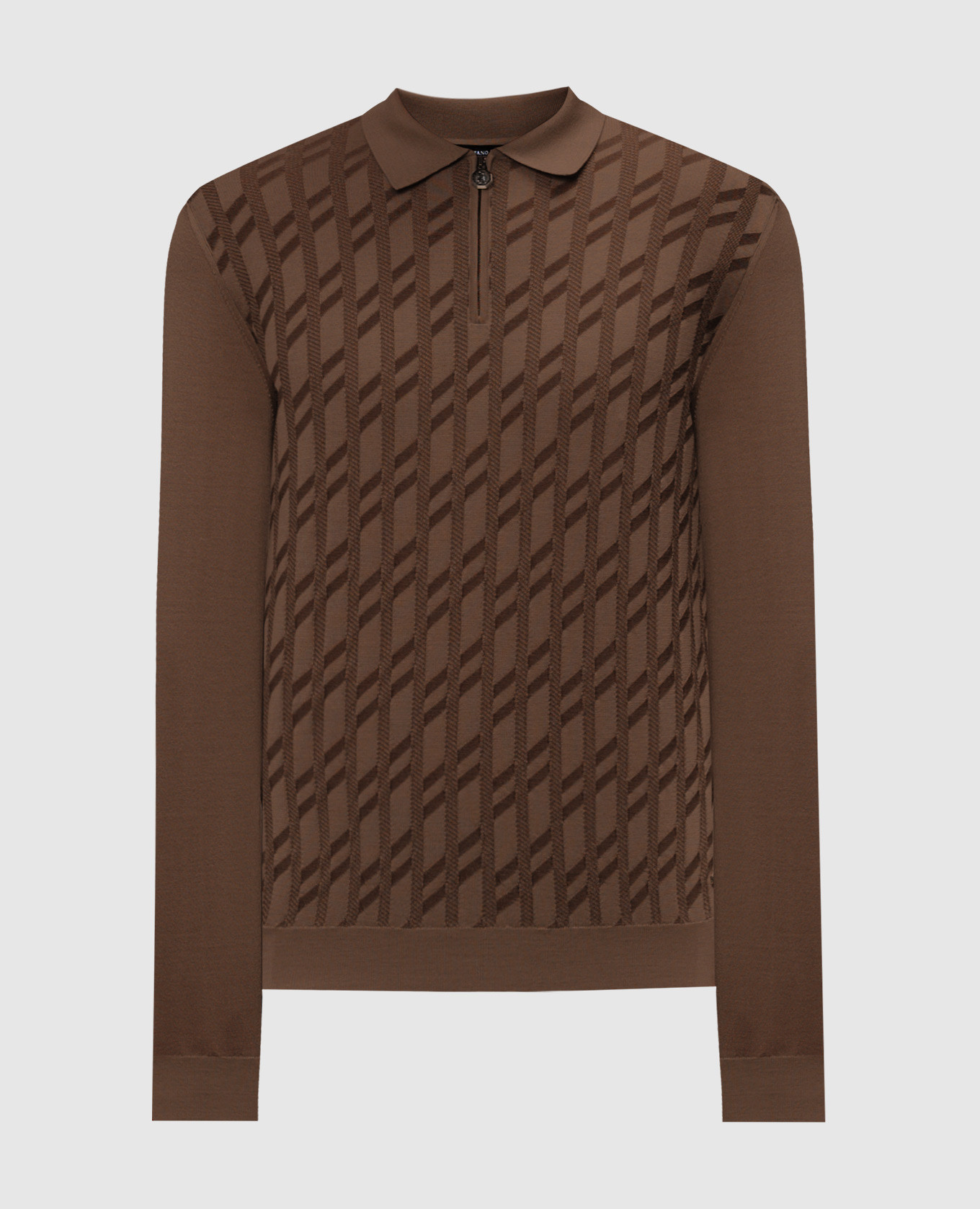 

Brown patterned cashmere and silk polo shirt Stefano Ricci