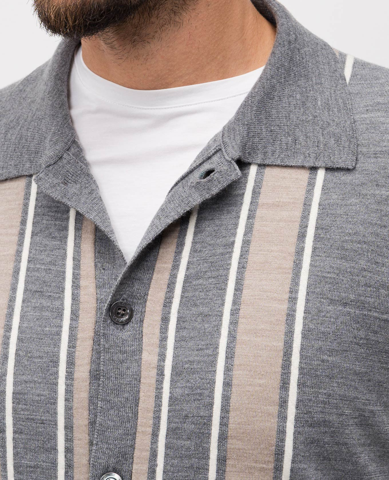 Gray wool cardigan in a shirt style ISAIA 5