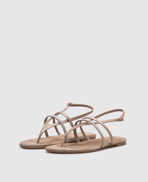 Peserico Beige leather sandals with a monil chain S39675C0RCC424