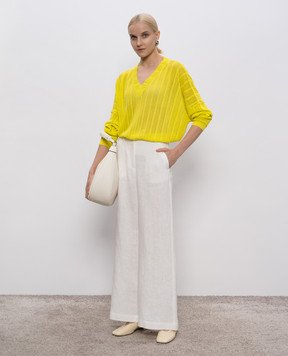 Solotre Yellow pullover with openwork pattern M3D0050D