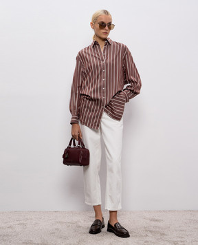 Brunello Cucinelli Brown striped silk blouse MP752ND806