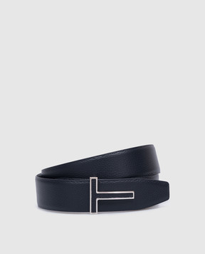 Tom Ford Blue leather belt with monogram logo TB248LCL237S