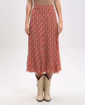 Ermanno Scervino Red floral print silk midi skirt D462O340OYQ