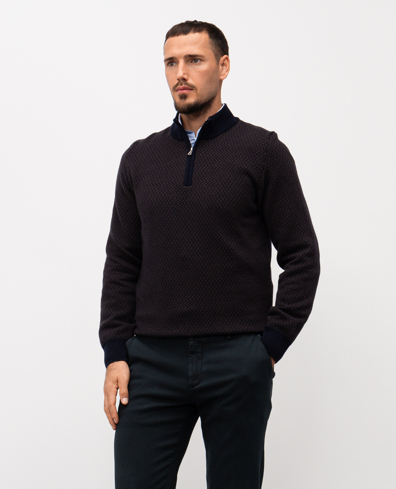 

Blue wool and cashmere sweater with a pattern Cashmere&Whiskey