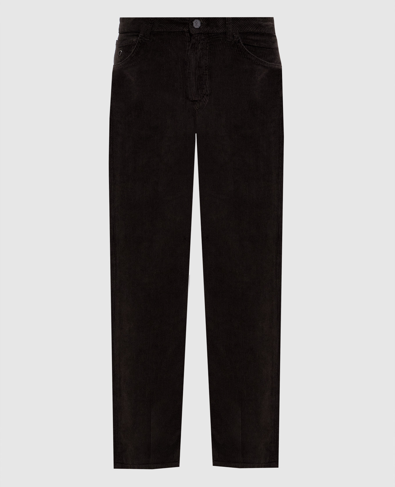 

Brown cashmere corduroy pants with leather logo patch Stefano Ricci