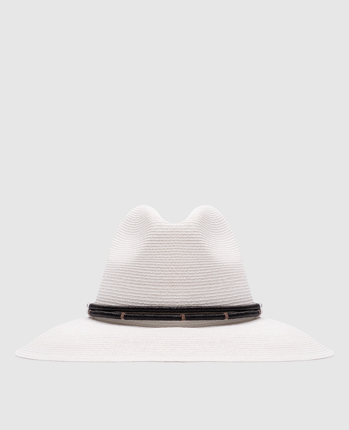 

White hemp fiber hat with leather band Brunello Cucinelli