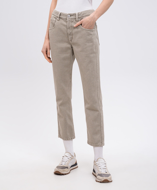 Brunello Cucinelli - Green jeans with logo patch M0H81P5847