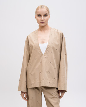 The Attico Beige blouse with embroidered emblem 250WCE00001CCC104MA