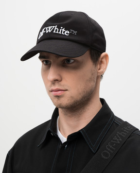 Off-White Black cap with textured logo embroidery OMLA049C99FAB001