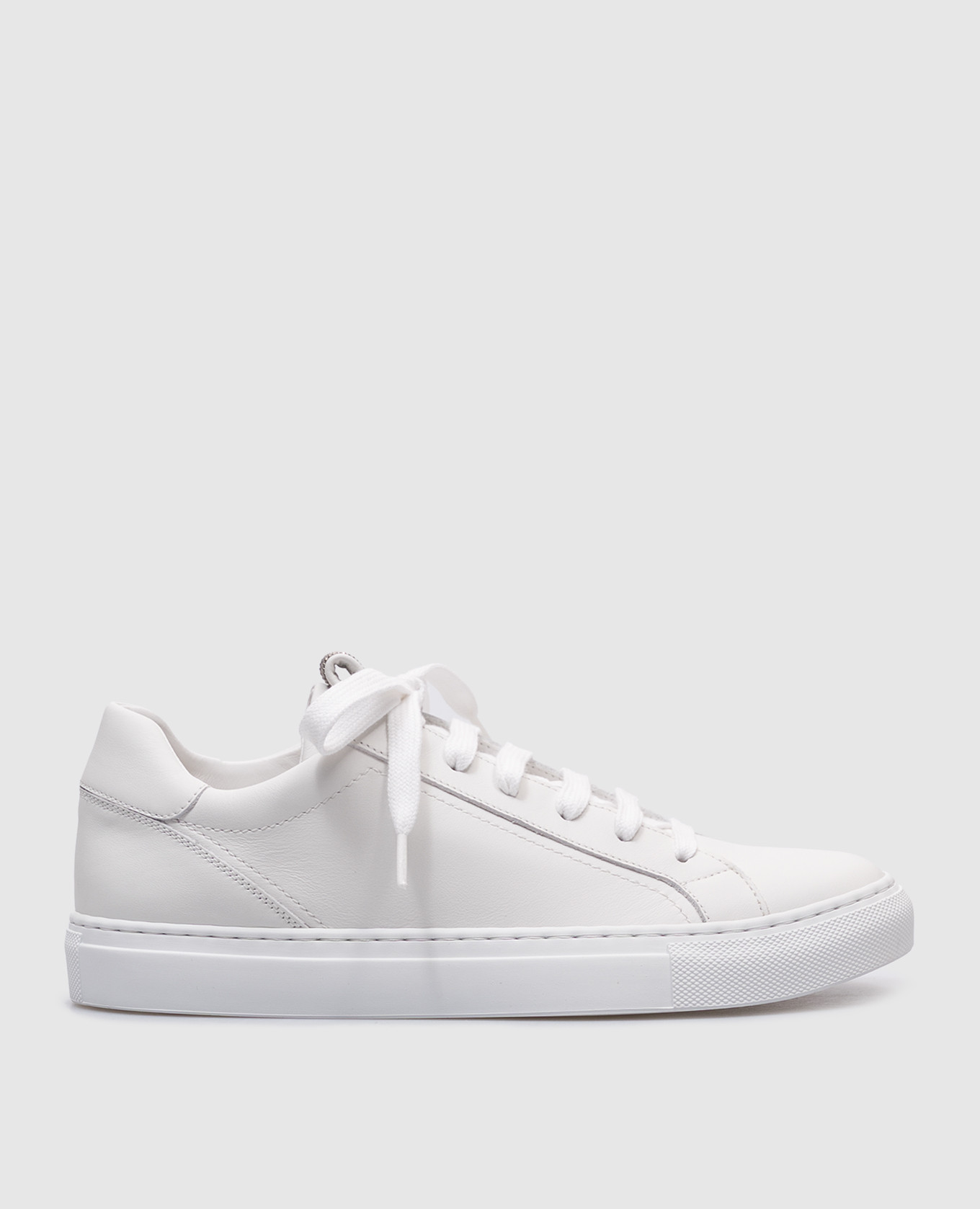 White leather sneakers with a monil chain Brunello Cucinelli