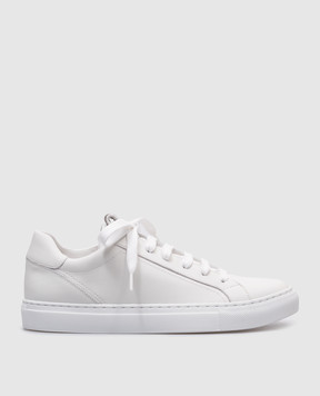 Brunello Cucinelli White leather sneakers with a monil chain MZGSG2525