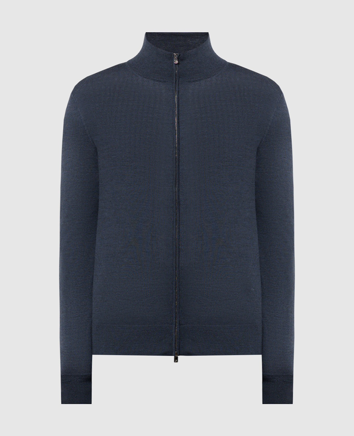 

Blue wool cardigan with logo embroidery ISAIA