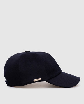 Enrico Mandelli Blue cashmere cap with logo CAP4014816