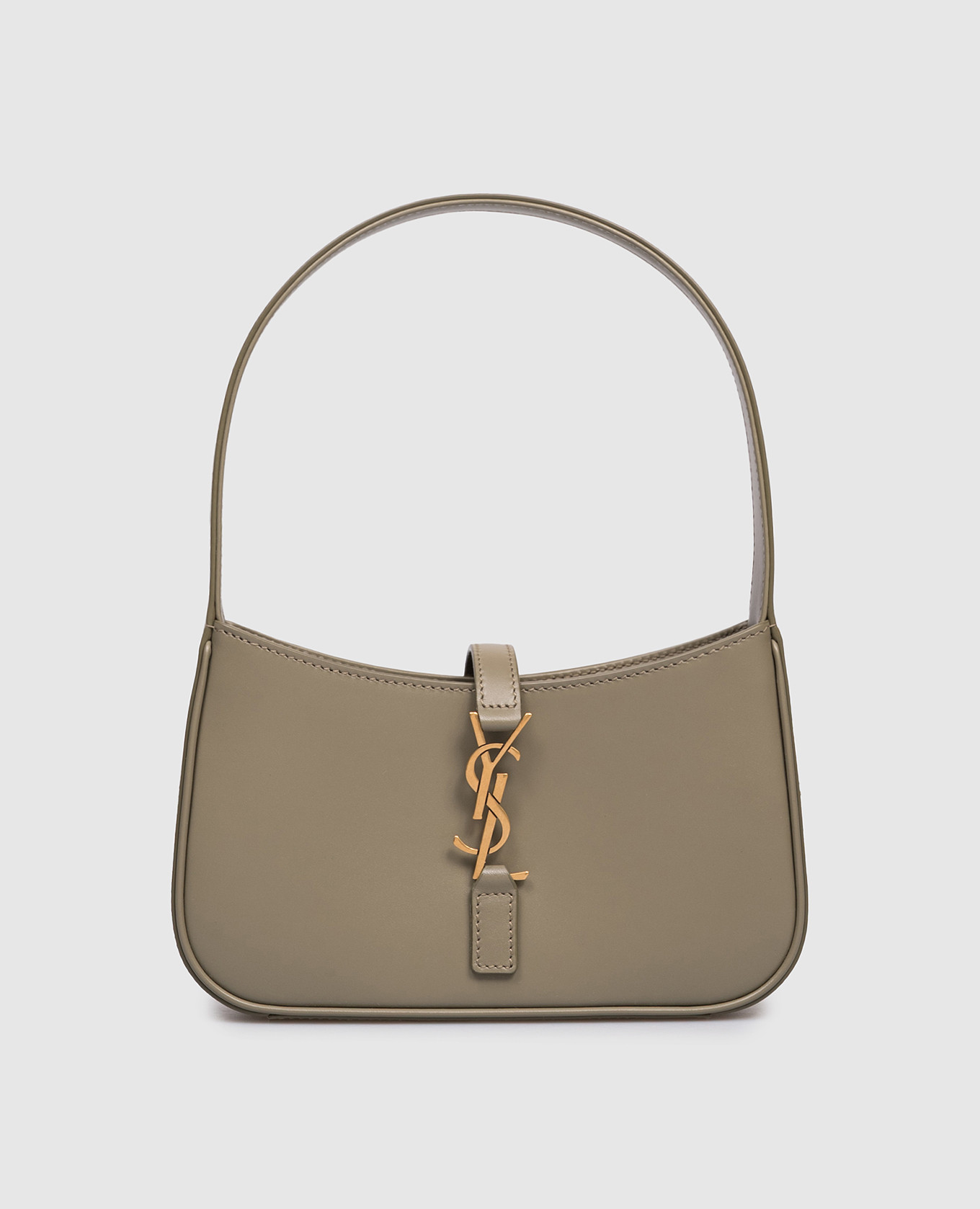 

LE 5A7 leather hobo bag, khaki Saint Laurent