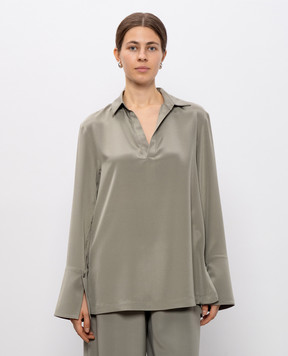 Max Mara DOVER green silk blouse with slits DOVER