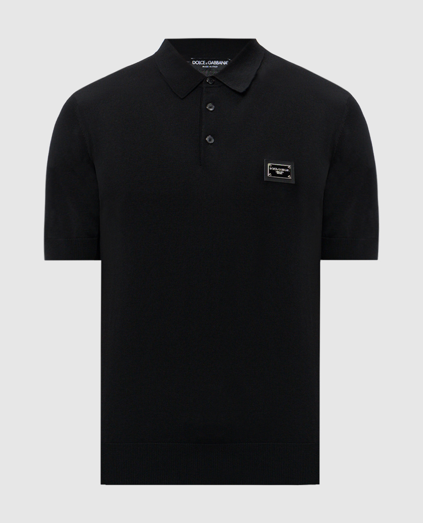 Black wool polo shirt with logo Dolce&Gabbana