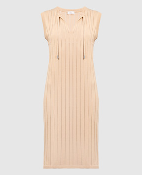 Peserico Beige midi dress with monil chain S92240F1409173
