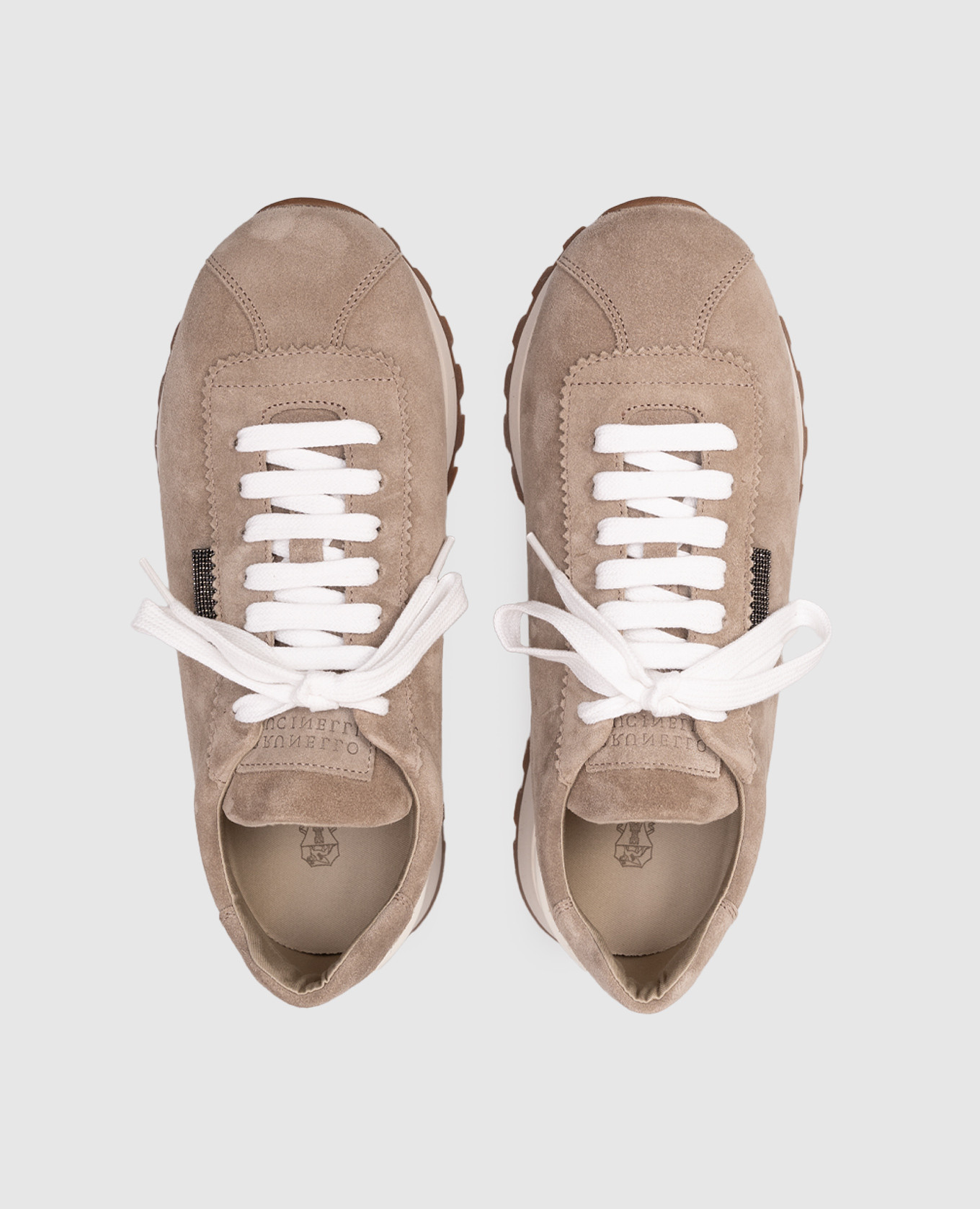 

Beige suede sneakers with logo Brunello Cucinelli