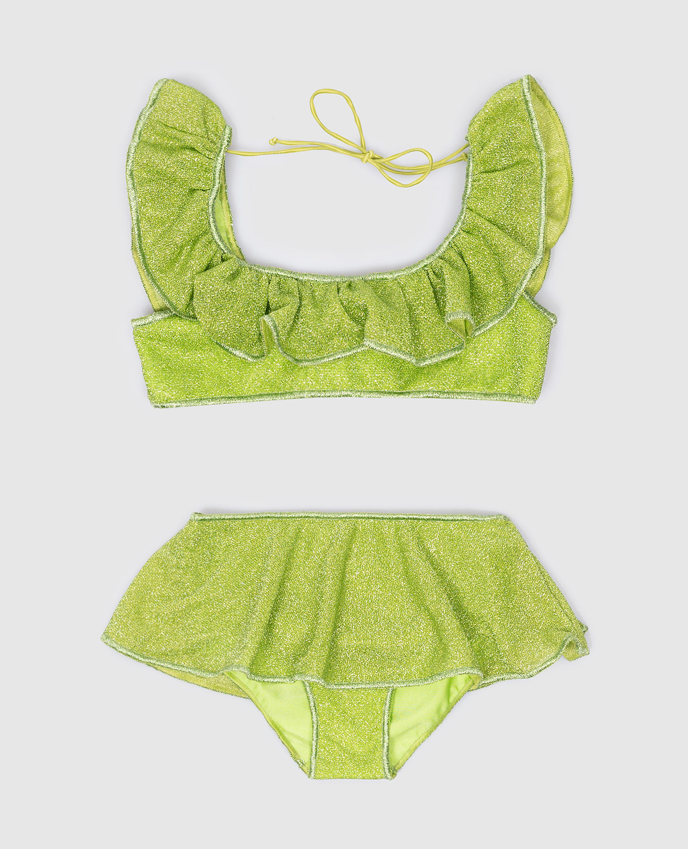 Children's green swimsuit osemini lumiere two piece voile with lurex oseree
