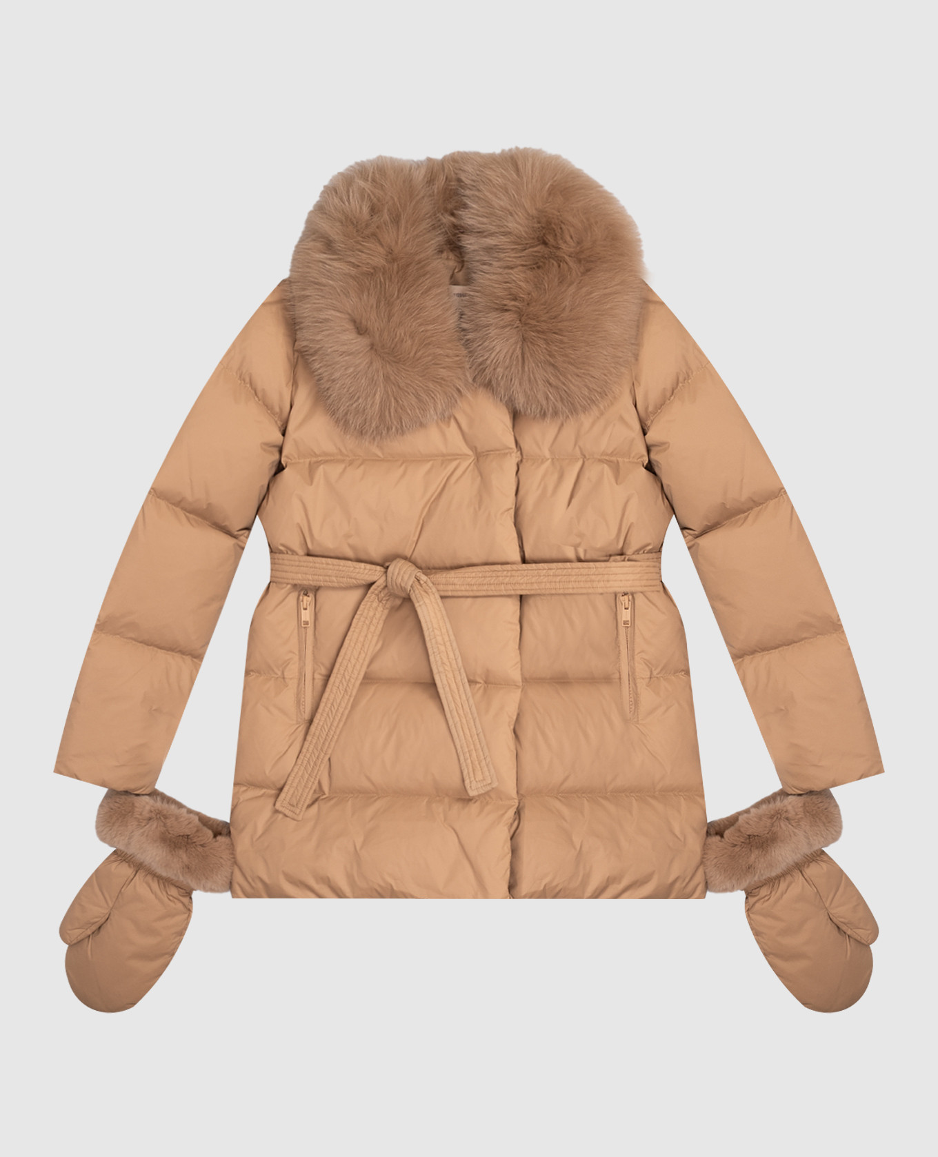 

Children's brown down jacket with fur Yves Salomon Enfant