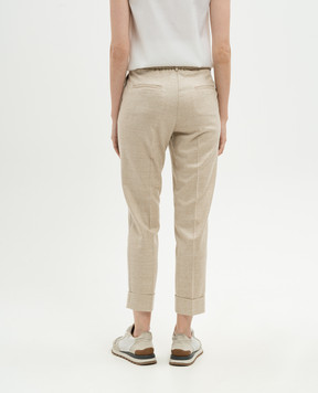 Peserico Beige wool and lurex pants with monil chain A0475308329