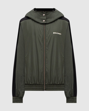 Palm Angels Green windbreaker with logo print PWEB016F25FAB001