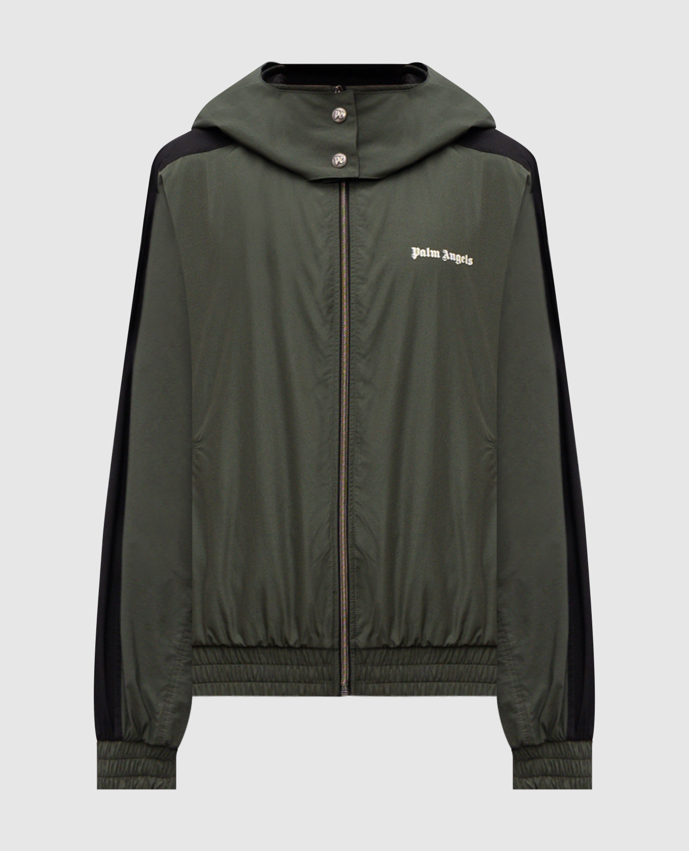 Green windbreaker with logo print