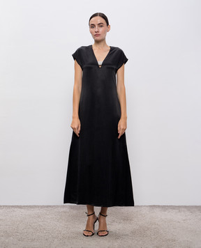 Peserico Black midi dress with slits E0230401819