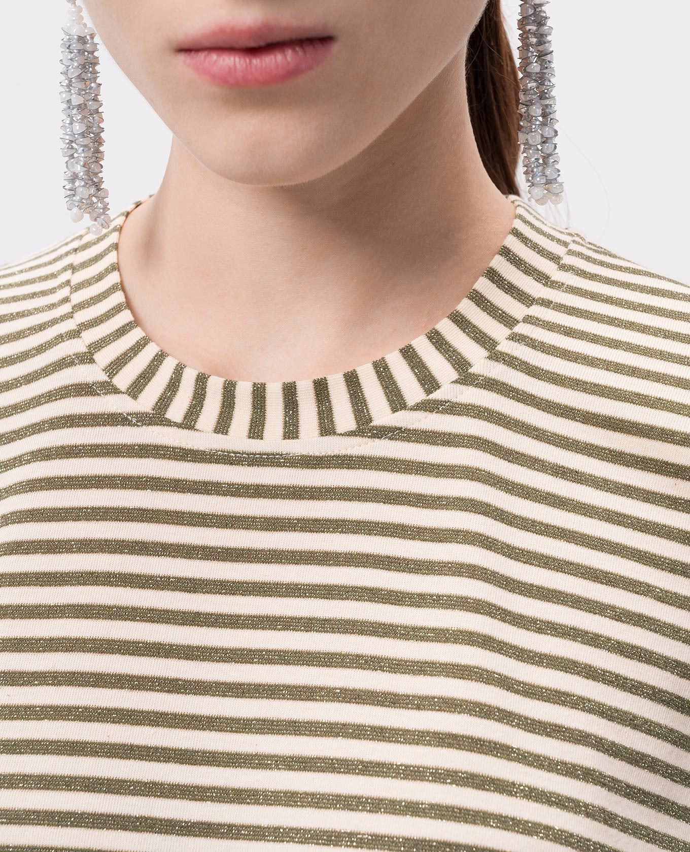 

PAWA green striped lurex t-shirt Momoni, Beige