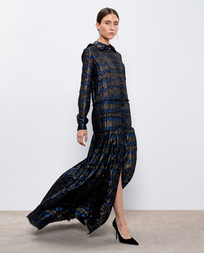 Lanvin Black pleated silk maxi shirt dress W021852314C8A