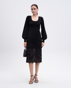 Twinset Black midi dress with lace 252TP3030