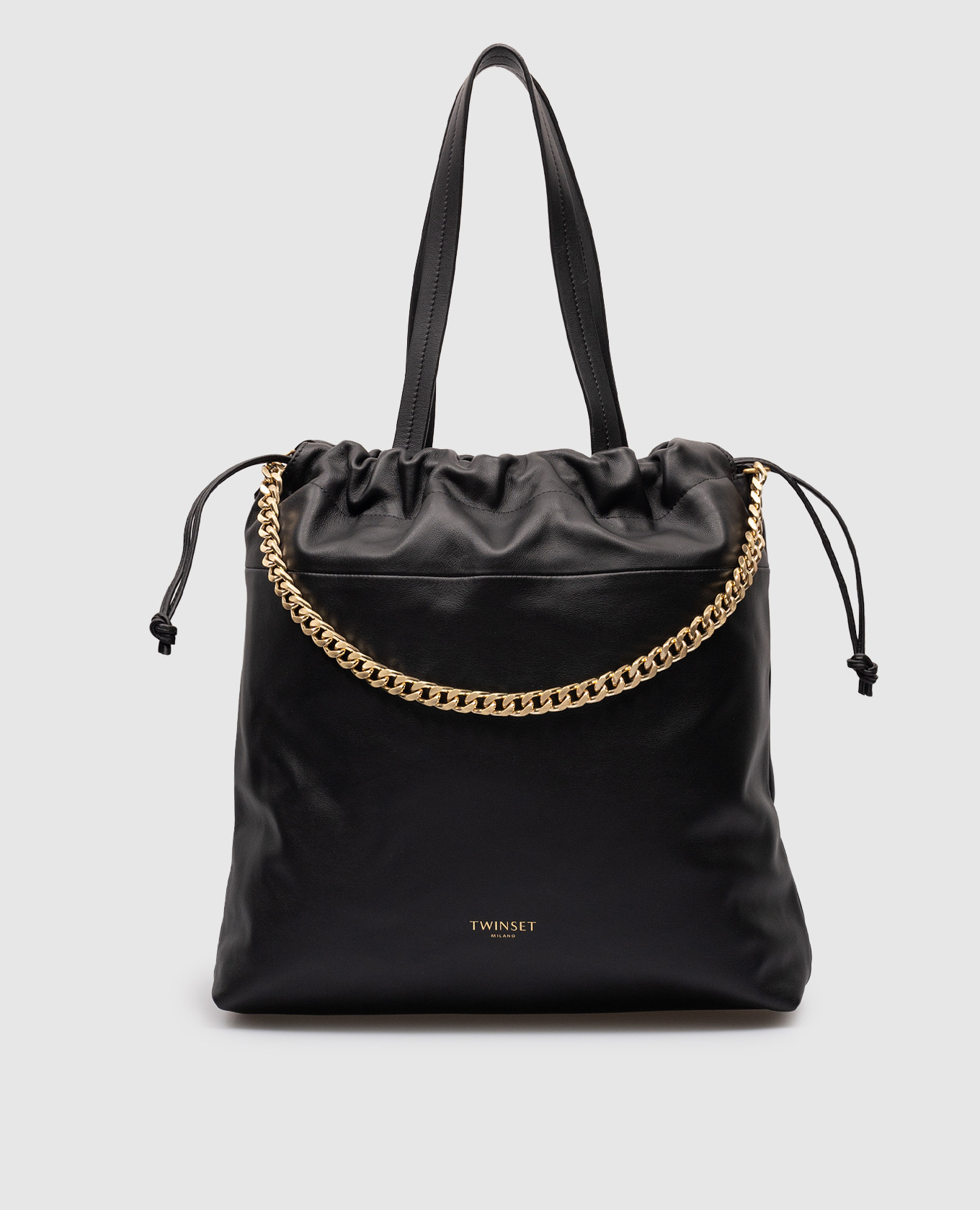 

Black leather bag with logo print Twinset