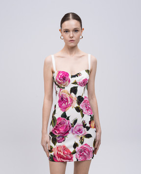 Dolce&Gabbana White floral print bustier dress F6TMZTFSRQJ