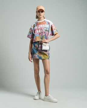 Balmain T-shirt with a logo in Pastel Roses print CF0EE080JI30