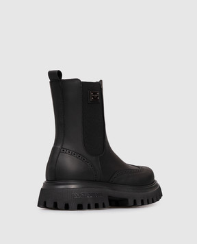 Dolce&Gabbana Children's black leather shoes with perforations DA5295A63793136