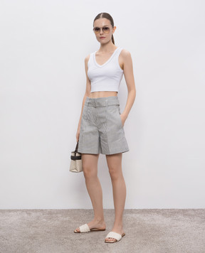 Brunello Cucinelli Formal striped linen shorts MH546P8842