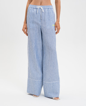 Off-White Blue striped linen pants 2CA195T25FAB001