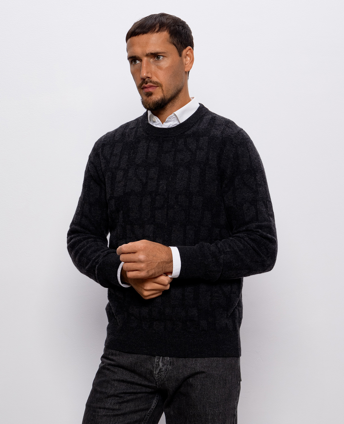 

Gray wool and cashmere patterned sweater Peserico, Grey