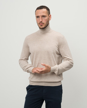Brunello Cucinelli Beige melange golf from wool and cashmere M2400103
