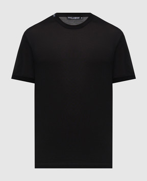 Dolce&Gabbana Black silk T-shirt with logo G8ST1TFU75F