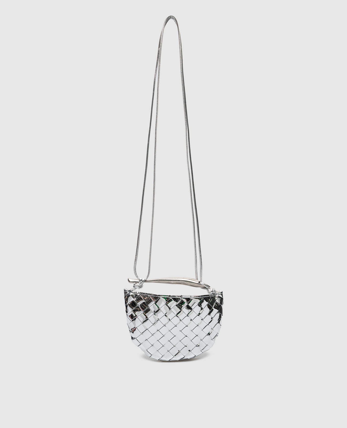

SARDINE silver leather bag with weaving Bottega Veneta