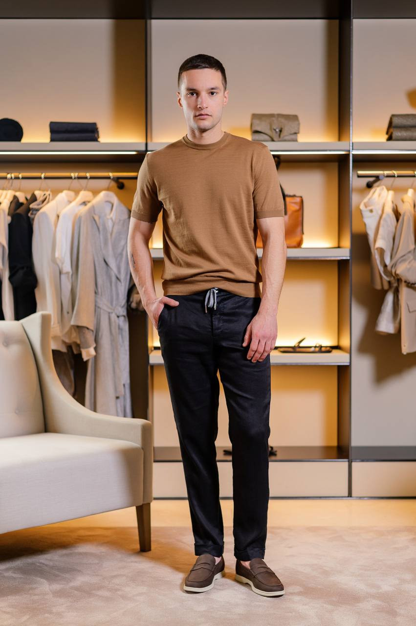 Brown T-shirt with a straight cut in silk and cashmere Cashmere&Whiskey 6