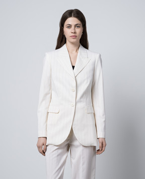 Ballantyne Beige striped wool jacket BLJ051GWR01