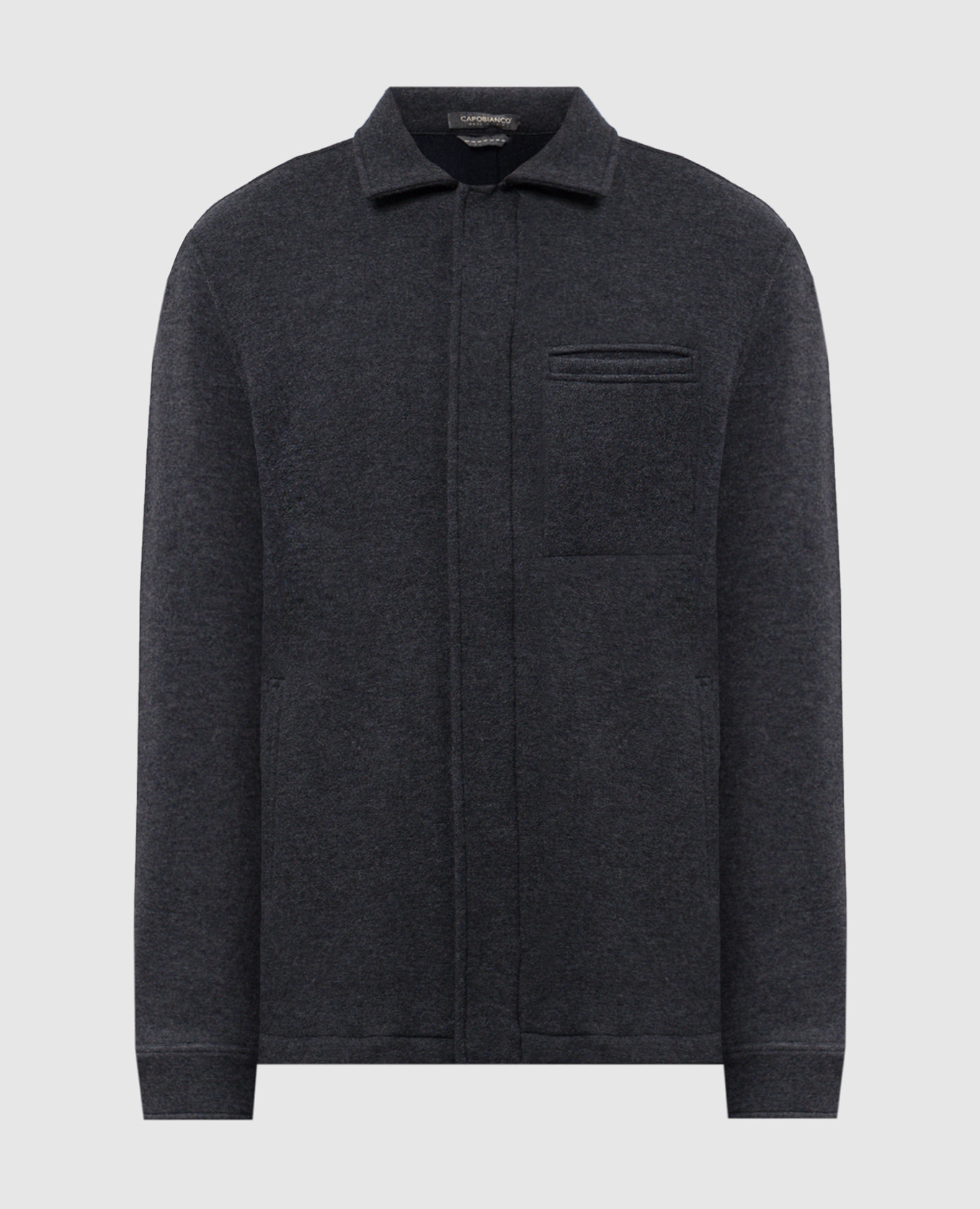 Gray wool coat with logo capobianco