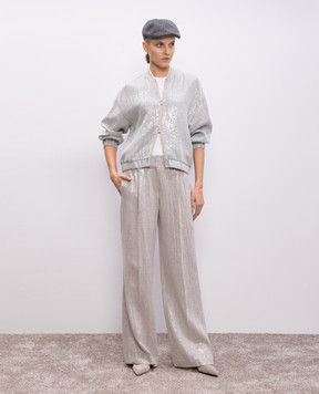 Brunello Cucinelli White T-shirt with a monil chain M0T81HA800