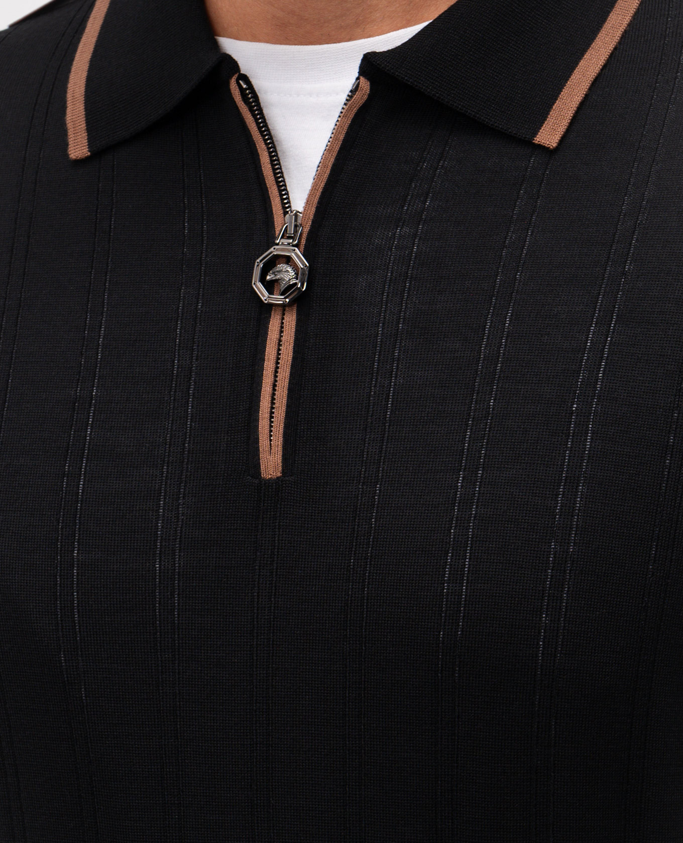 

Black wool polo shirt with emblem Stefano Ricci