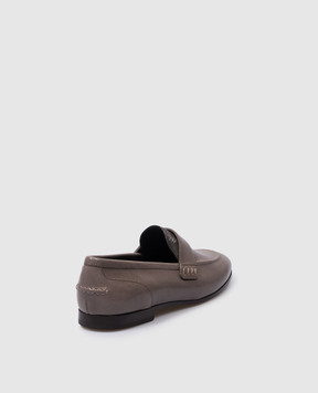 Brunello Cucinelli Gray leather loafers with monil chain MZORC2742P